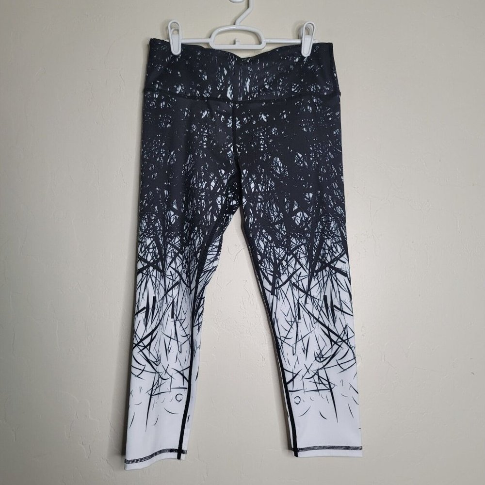 COOLOMG Women's Printed Compression Capri Leggings Workout Yoga Pants Size Med